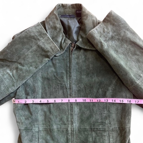 Vintage green suede leather jacket - Picture 4 of 6